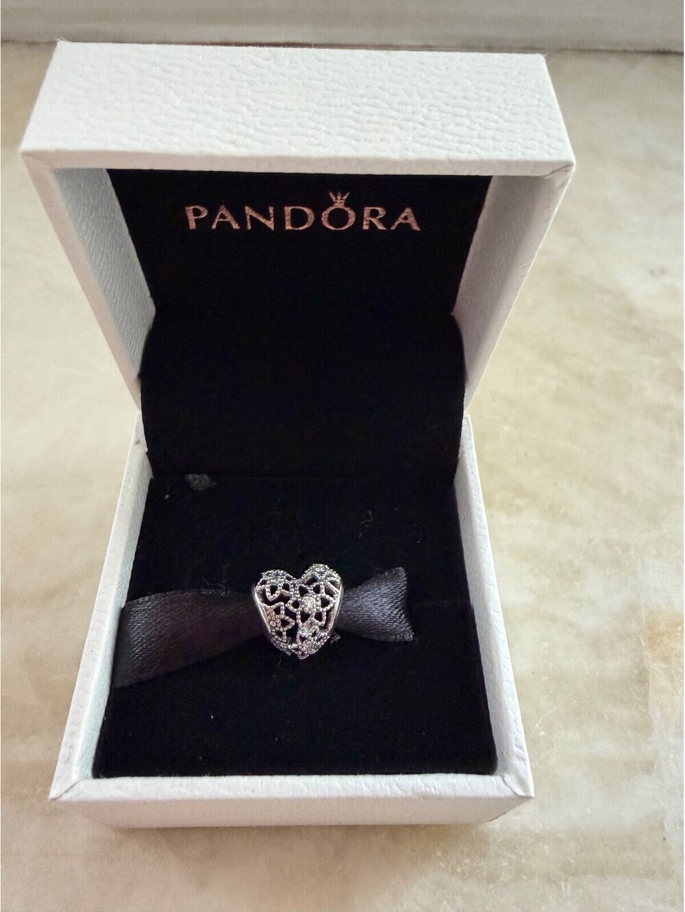 Authentic Pandora S925 ALE Openwork Aged Filigree Heart Charm 791282CZ Gift Box